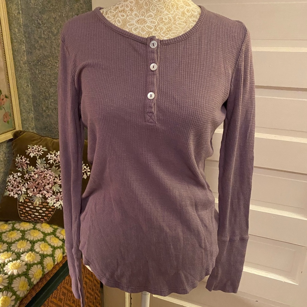 Chaser lavender dusty purple waffle wave thermal Henley sz small lightweight